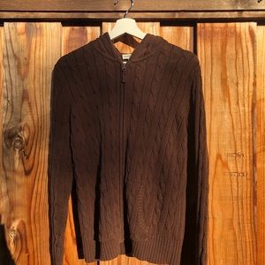 Brown Cable knit zip up
